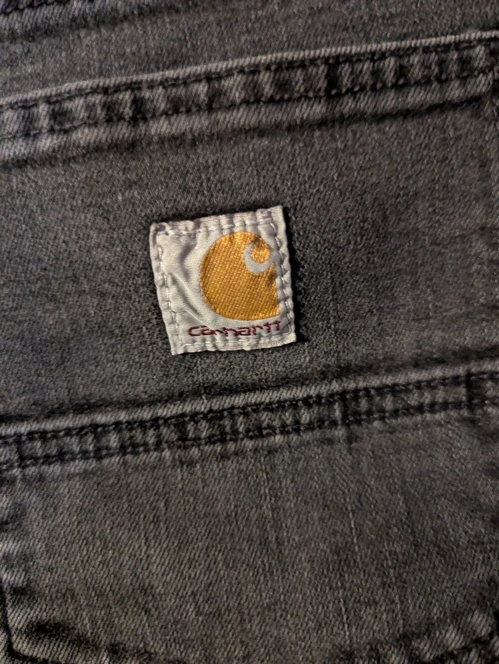 Carhartt Men’s Faded Black Relaxed Fit Jeans with Logo Patch Size 36 X 34